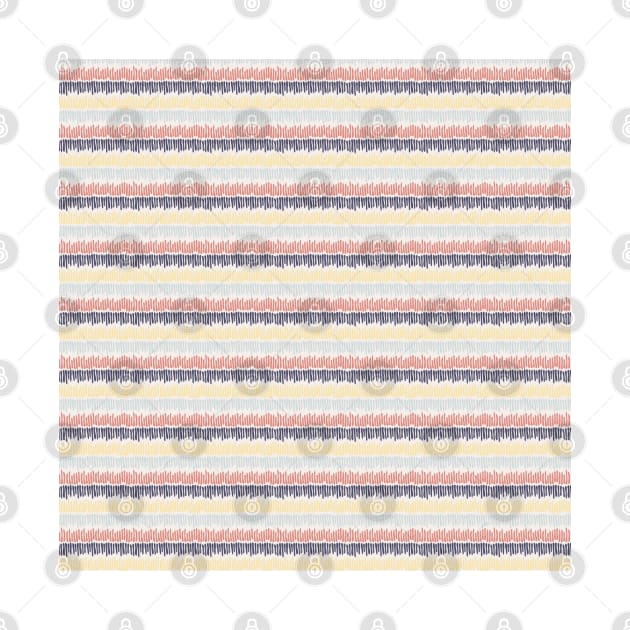 Irregular vertical doodle stripes in a horizontal row. Blue coral yellow stripes lined up on a white background by Sandra Hutter Designs