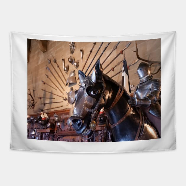 Medieval armour of the horse at Warwick Castle Tapestry by fantastic-designs