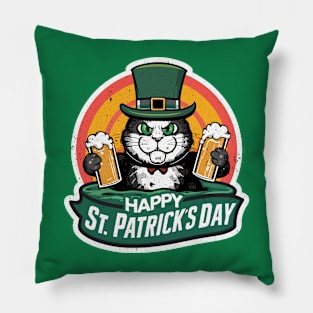 Cat drink at st patricks day Pillow