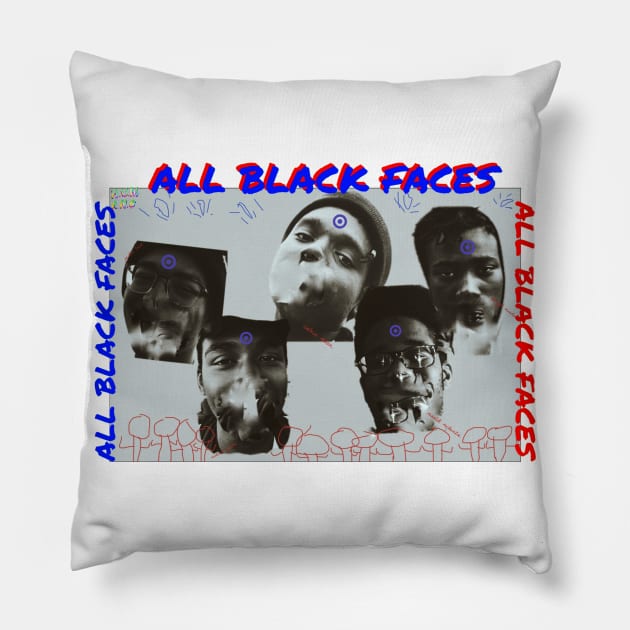 All Black Faces Pillow by HUMANS TV