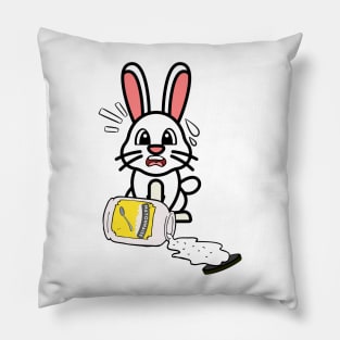 Funny bunny spilled a jar of mayonnaise Pillow