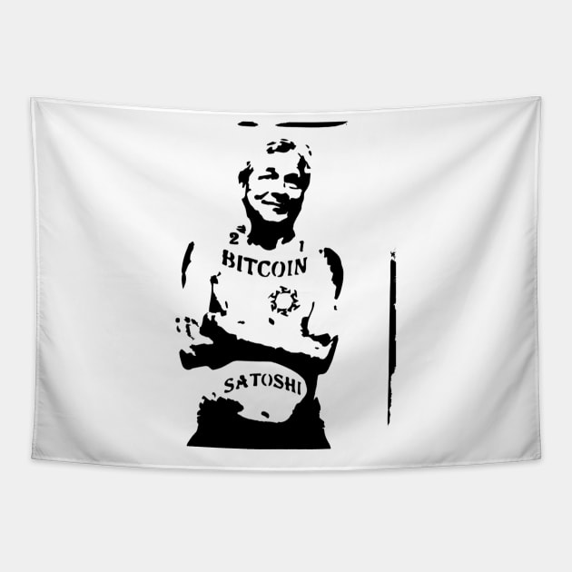 Jamie Dimon Bitcoin Stencil Tapestry by Tulcoolchanel