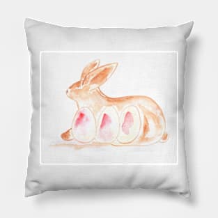 easter bunny, easter, rabbits, holiday, eggs, animal, illustration, watercolor Pillow