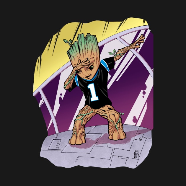 Baby Groot Dabbing (Panther Jersey) by MentalPablum