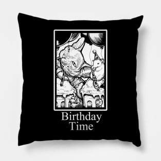 Hairless Cat and Mouse Birthday - Birthday Time - White Outlined Version Pillow