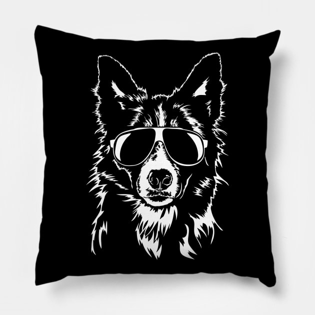 Funny Border Collie sunglasses cool dog Pillow by wilsigns