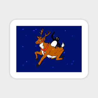 Penguin flying with reindeer Magnet