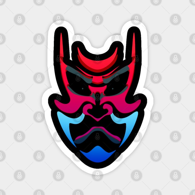 Japanese kabuki mask Magnet by Blacklinesw9