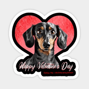 Happy Valentine’s Day Black Tan Dachshund Heart Magnet