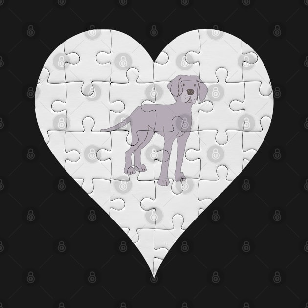 Weimaraner Heart Jigsaw Pieces Design - Gift for Weimaraner Lovers by HarrietsDogGifts