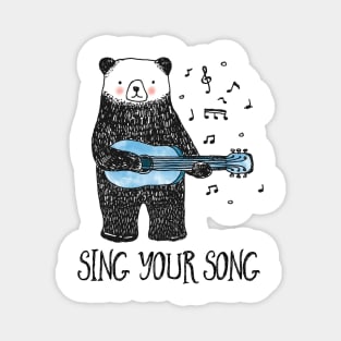 Sing Your Song - Cartoon Bear With Guitar Magnet
