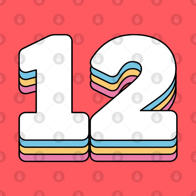 12 Number Twelve Rainbow Birthday Anniversary Year by RetroDesign