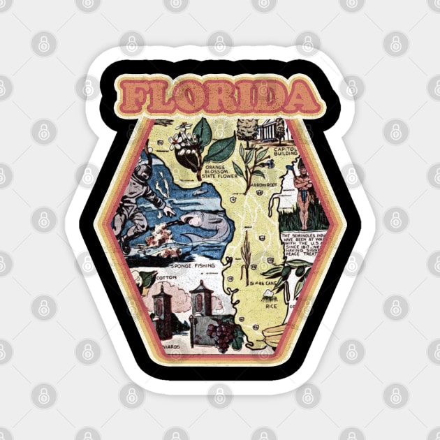 Vintage Retro 1970's Florida State Comic Book Style Magnet by Joaddo