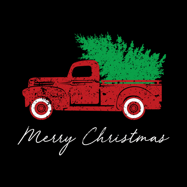 Merry Christmas Retro Vintage Red Truck by Soema