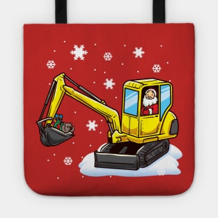 Santa Claus Excavator Digger Construction Backhoe Tote