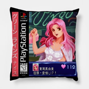 Vaporwave anime aesthetic video game girl pixel art Pillow