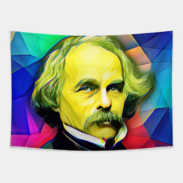 Nathaniel Hawthorne Colourful Portrait | Nathaniel Hawthorne Artwork 5 Tapestry by JustLit