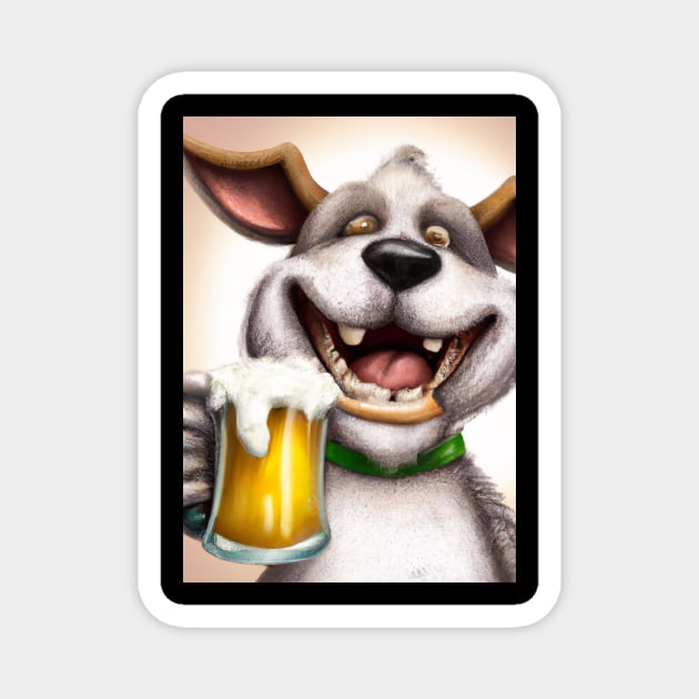 Funny Dog with Beer Magnet by maxcode