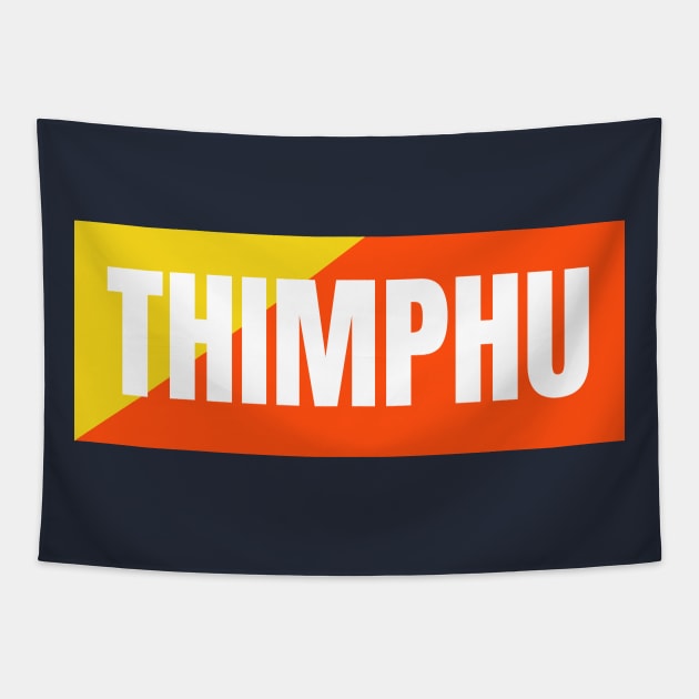 Thimphu City in Bhutanese Flag Colors Tapestry by aybe7elf