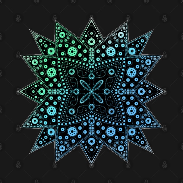 Starburst Gradient Mandala blue-green by GermainArtistry