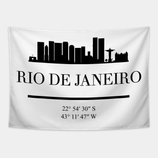 RIO DE JANEIRO BLACK SILHOUETTE SKYLINE ART Tapestry