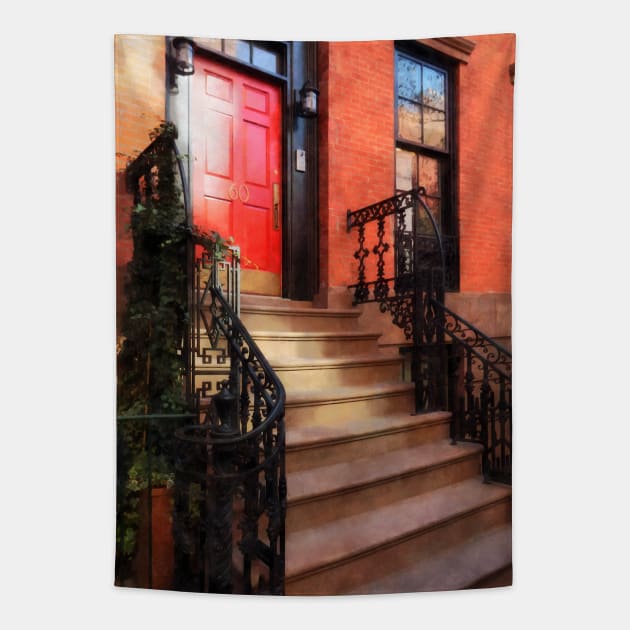 Manhattan NY - Greenwich Village Brownstone with Red Door Tapestry by SusanSavad