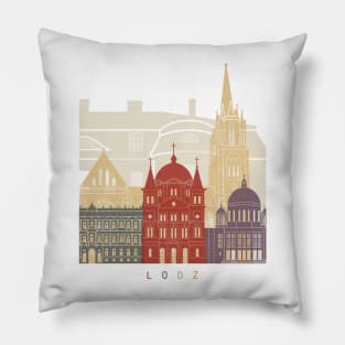 Lodz skyline poster Pillow