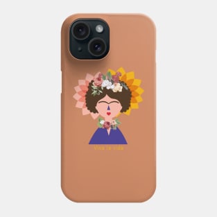 Funny tshirt, cute Frida kahlo feminist, feminism portrait, mexican painter colorful flowers viva la vida Phone Case