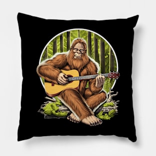 Bigfoot Playing Acoustic Guitar Pillow