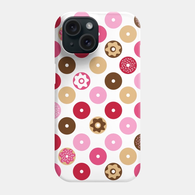 Donut Pattern - Cute Sweet Donuts Polka Dots Icons Phone Case by Steph Calvert Art