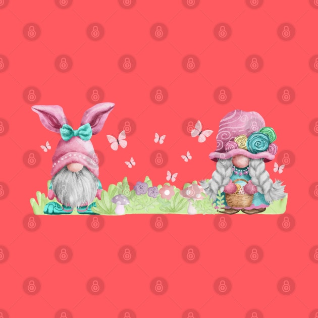 Pastel spring Easter bunny gnome couple by PixieMomma Co