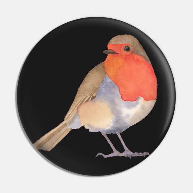 RED BREASTED ROBIN - Gift For Bird Lover - Watercolor Pin by VegShop