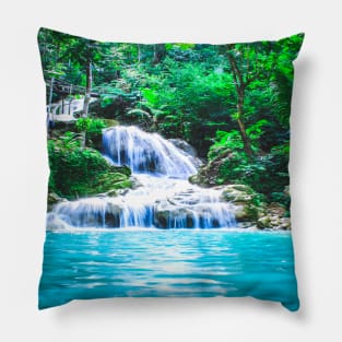 nature waterfall Pillow