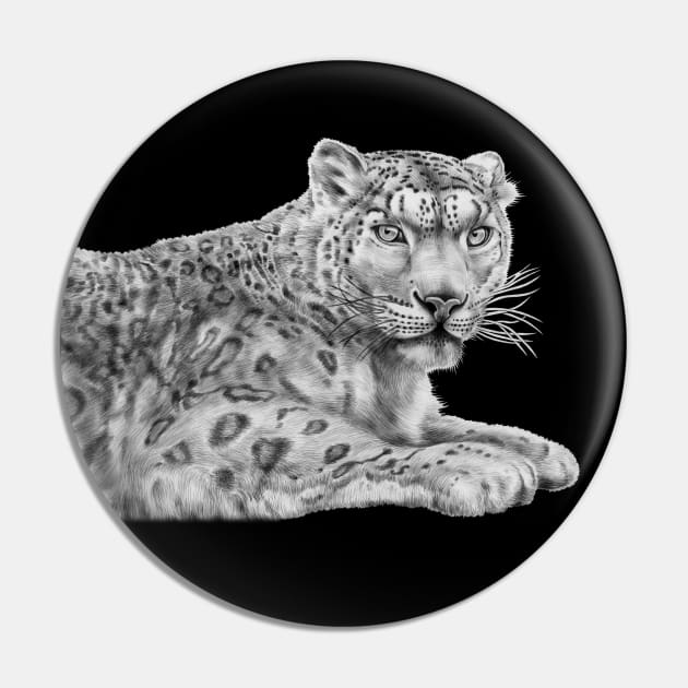 Snow Leopard Pin by Tim Jeffs Art