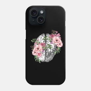 Brain human anatomy,pink roses, mental Phone Case