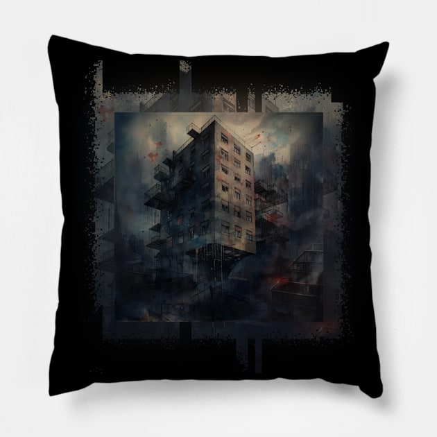 Dystopian Glitch Pillow by ginkelmier@gmail.com