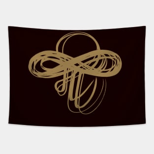 Marathi Text Spells Like English Pronoun ME  and the Meaning is I am. It is Combined with an Infinity Symbol to Express the thought that I am  Infinite, I am Universe. Colored in Golden Color Tapestry