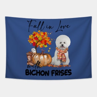 White Bichon Frise Fall in Love Scarf Tapestry