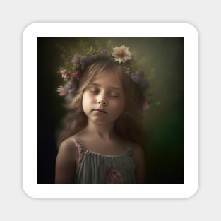 A Young Girl Wearing A Wreath of Flowers Magnet