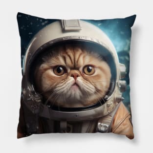 Astronaut Cat in Space - Exotic Shorthair Pillow