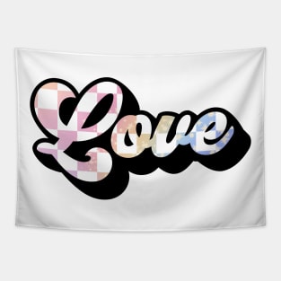 Love in Pastel Checkerboard Tapestry