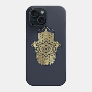 golden morocco hamsa and mandala Marrakech pattern on blue indigo Phone Case