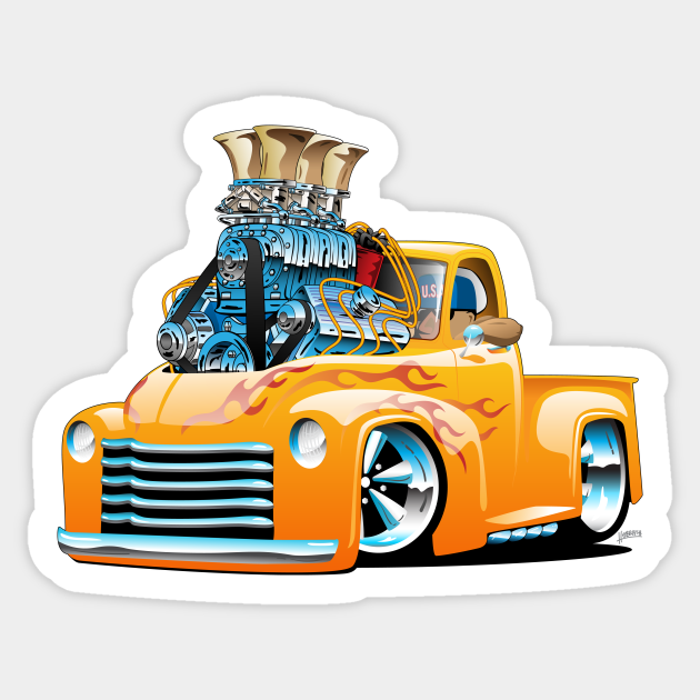 American Classic Hot Rod Pickup Truck Cartoon - Pickup Truck - Sticker | TeePublic American Classic Hot Rod Pickup Truck Cartoon - Pickup Truck - Sticker | TeePublic