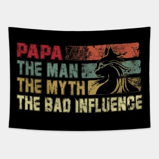 Mens Papa the Man the Myth the Bad Influence Vintage Cat Tapestry