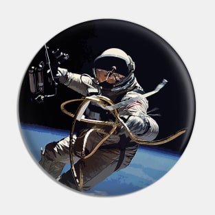 Astronaut Ed White's Spacewalk Colour Vector Art Pin