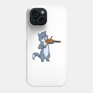 Comic cat playing violin Phone Case