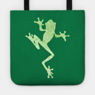 Light green and white swirls doodles frog Tote