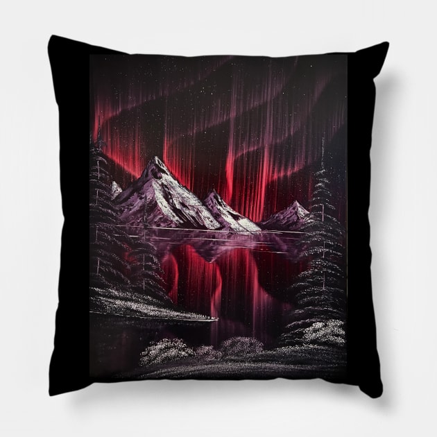 Red and Purple Northern Lights Pillow by J&S mason