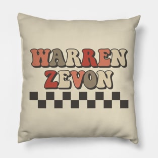 Warren Zevon Checkered Retro Groovy Style Pillow