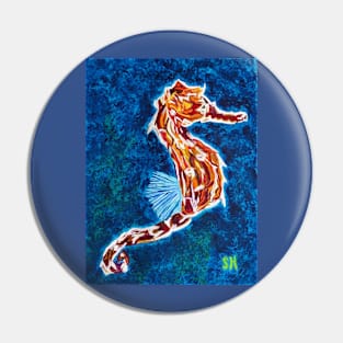 Southbound Seahorse Watercolor Pin